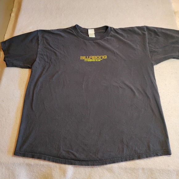 Vintage Y2K Billabong Mens XL Graphic T-Shirt Faded Black Yellow Logo USA 73BNG